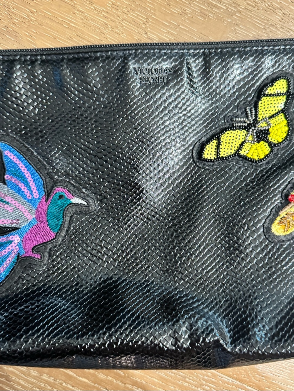 Victoria’s Secret Butterfly Embroidered Black Cosmetic Pouch Y2K - Picture 5 of 5